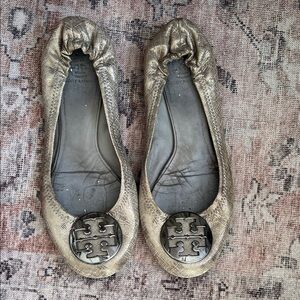 Tory Burch Metallic Gold Flats